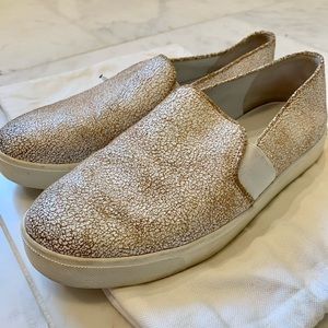 VINCE - White and Tan Slip Ons Size 7.5
